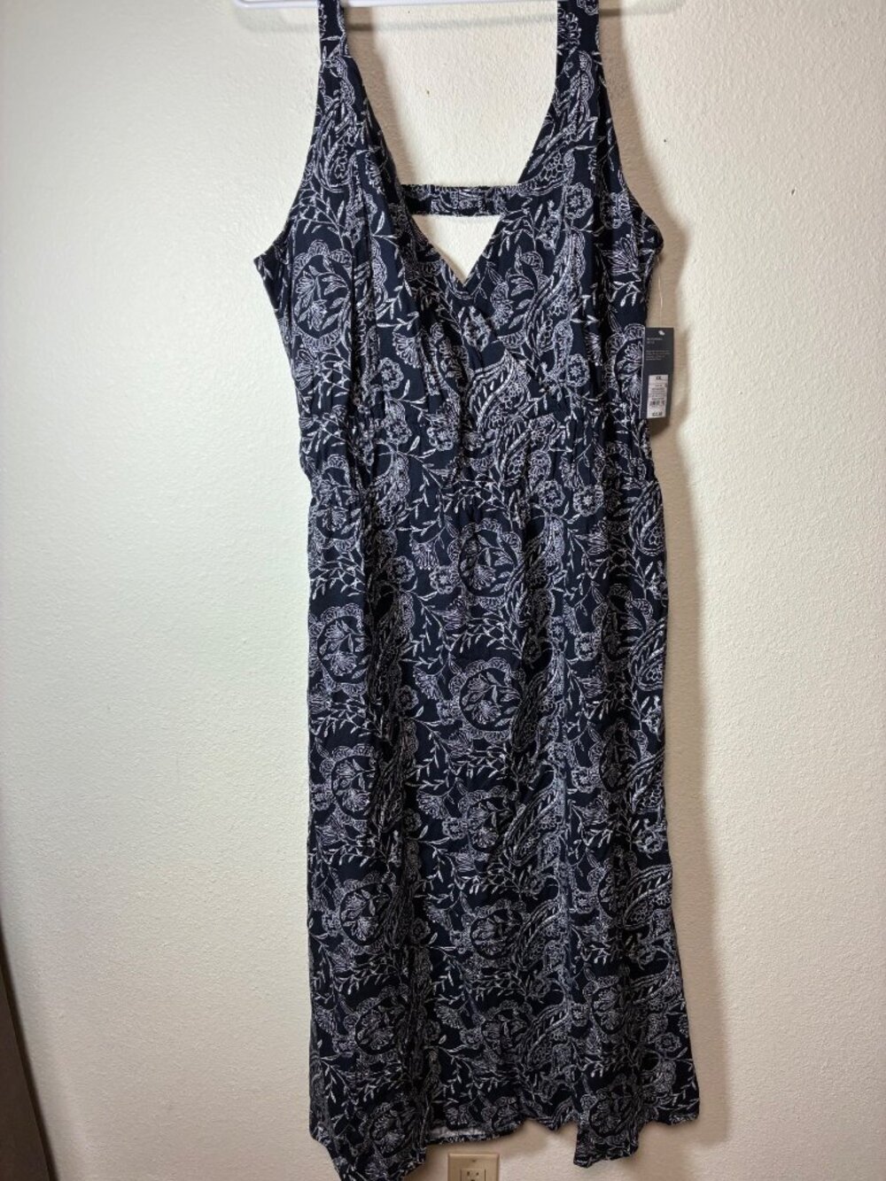 NWT Universal Thread Maxi Dress Paisly Open Back Summer Black Size XXL MSRP $35